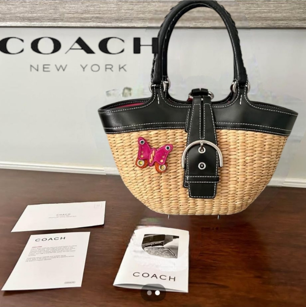 Vintage COACH Never Used Deadstock Limited Edition Soho Straw Bag